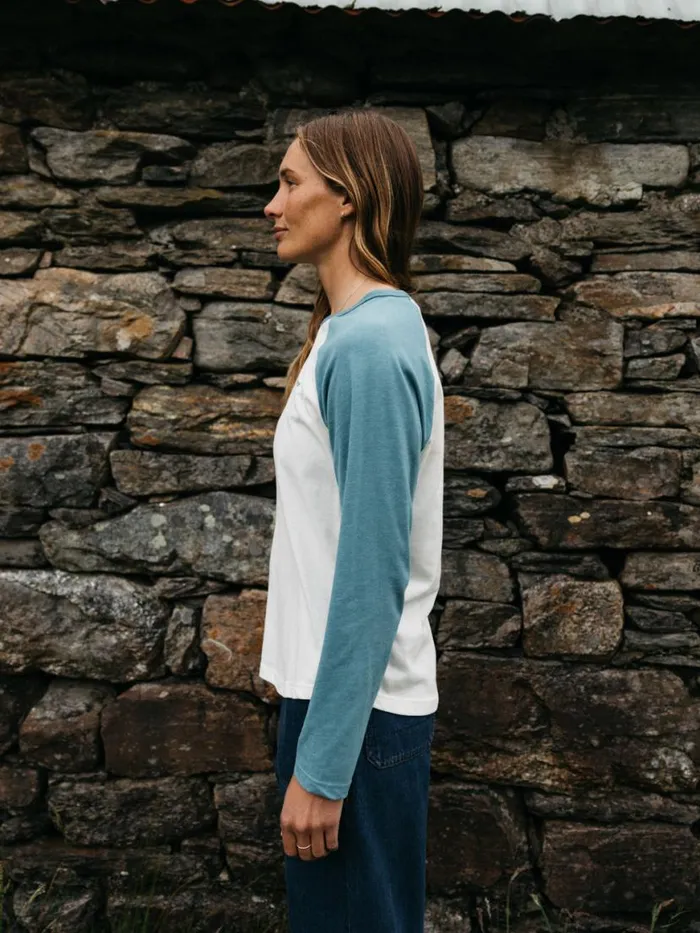 Women Bailey Long Sleeve TShirt Ecruocean Storm Finisterre Tops and Shirts