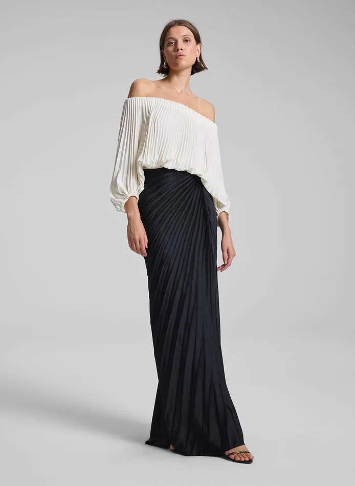 Women Bianca Pleated Maxi Skirt Black ALC Skirts