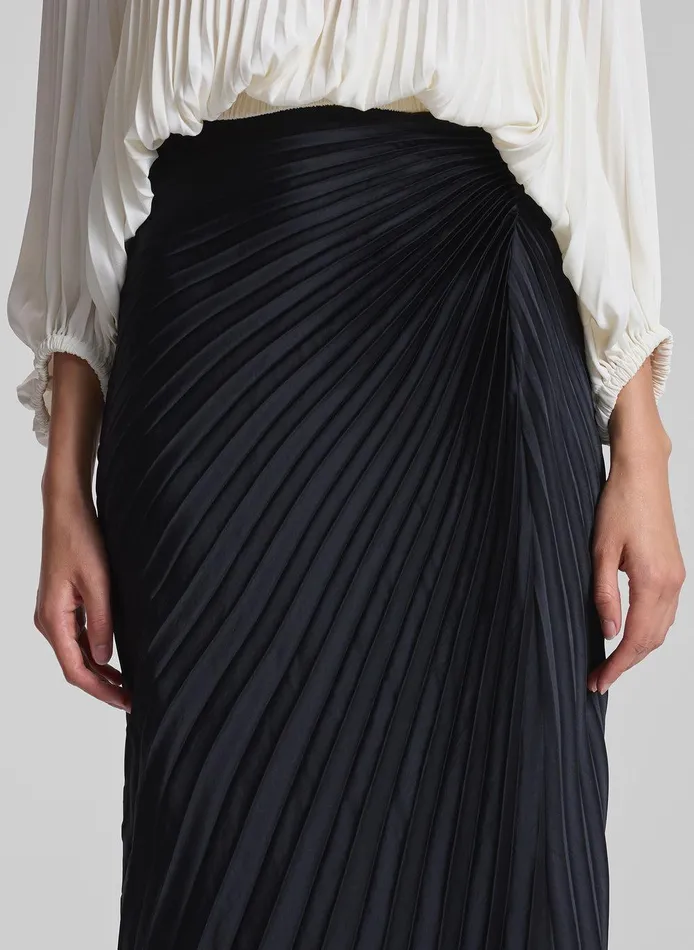 Women Bianca Pleated Maxi Skirt Black ALC Skirts
