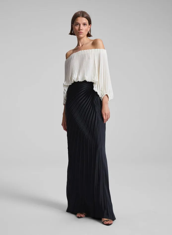 Women Bianca Pleated Maxi Skirt Black ALC Skirts