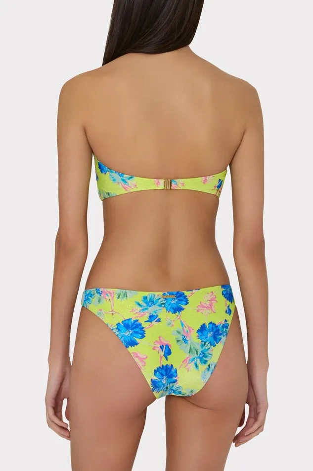 Women Bikinis Milly Floating Cosmos Twist Bandeau Top Neon Yellow