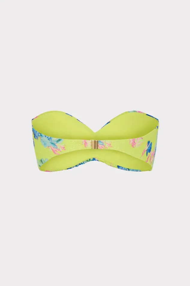 Women Bikinis Milly Floating Cosmos Twist Bandeau Top Neon Yellow