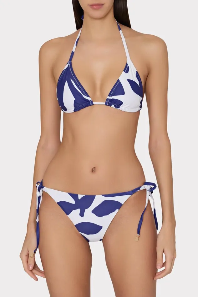 Women Bikinis Milly Grand Foliage Triangle Bikini Top Navywhite
