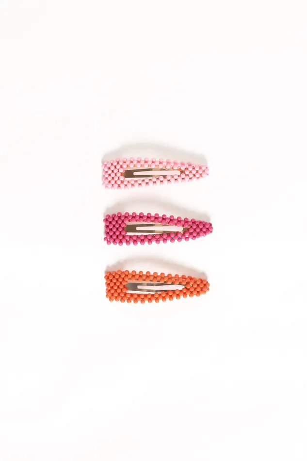 Women Billie 3 Pack Hair Clips 8211 PinkOrange PinkOrange Hair Accessories petalandpup