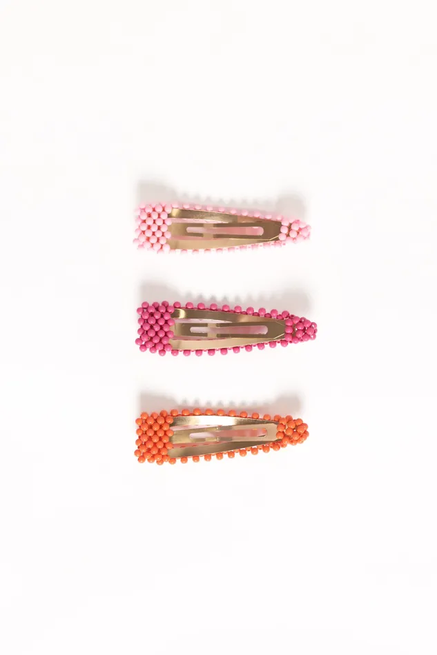 Women Billie 3 Pack Hair Clips 8211 PinkOrange PinkOrange Hair Accessories petalandpup