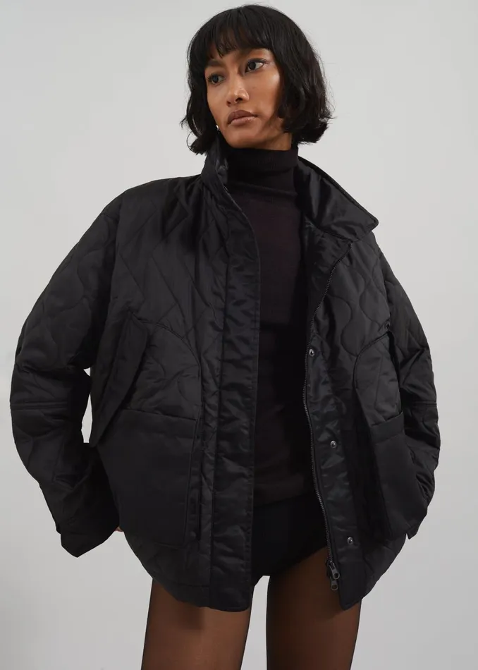 Women Birka Quilted Jacket 8211 Black The Frankie Shop Outerwear