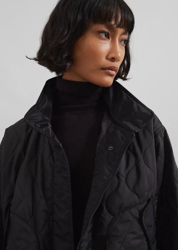 Women Birka Quilted Jacket 8211 Black The Frankie Shop Outerwear