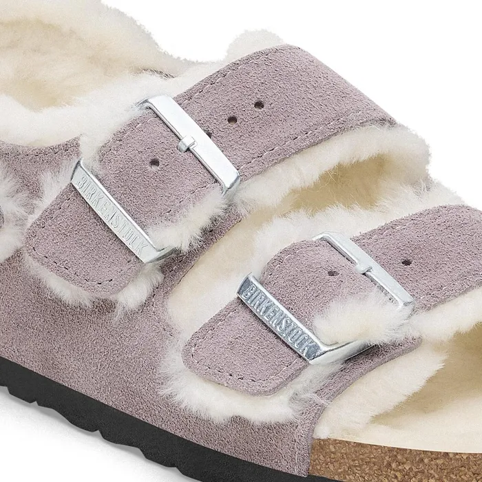 Women Birkenstock BackAnkleStrap Milano Suede Shearling Faded Purple