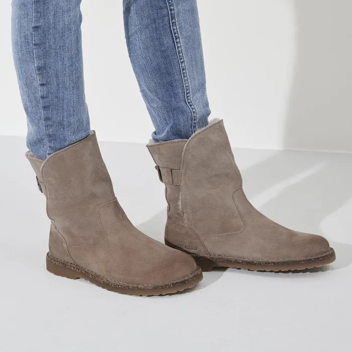 Women Birkenstock Boots Uppsala Shearling Gray Taupe