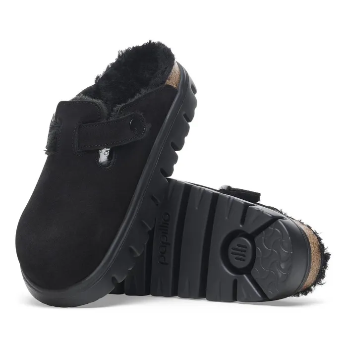 Women Birkenstock Clogs Boston Chunky Shearling Black