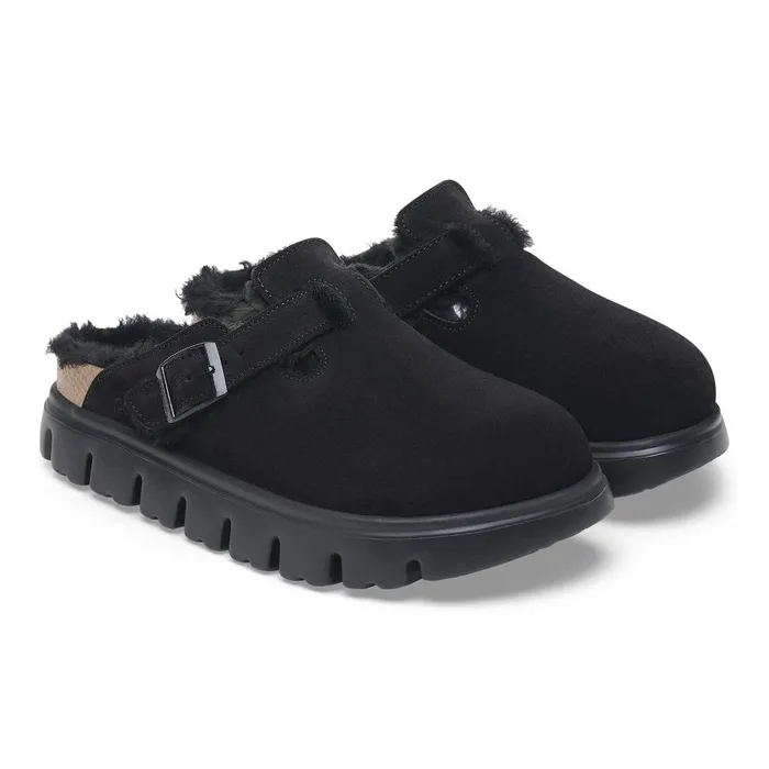 Women Birkenstock Clogs Boston Chunky Shearling Black