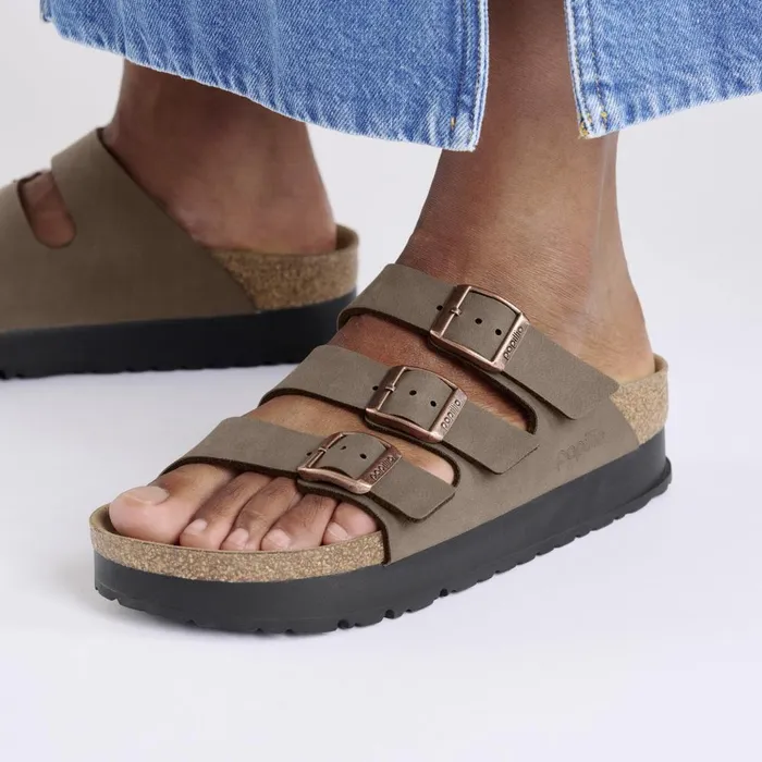 Women Birkenstock MultiStrap Florida Platform Flex Mocca