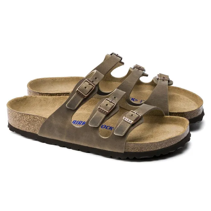 Women Birkenstock MultiStrap Florida Soft Footbed Tobacco Brown