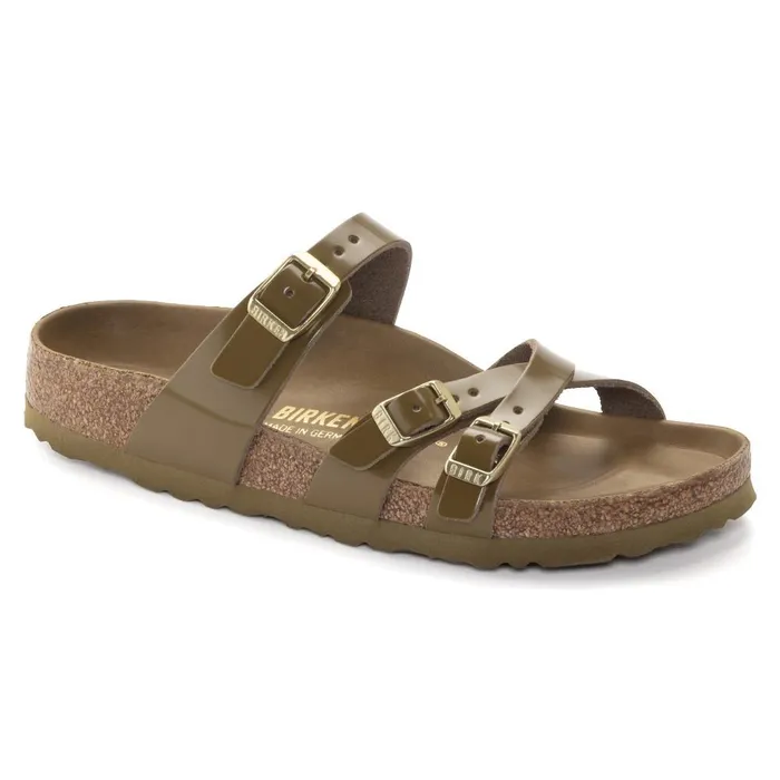 Women Birkenstock MultiStrap Franca High Shine Mud Green
