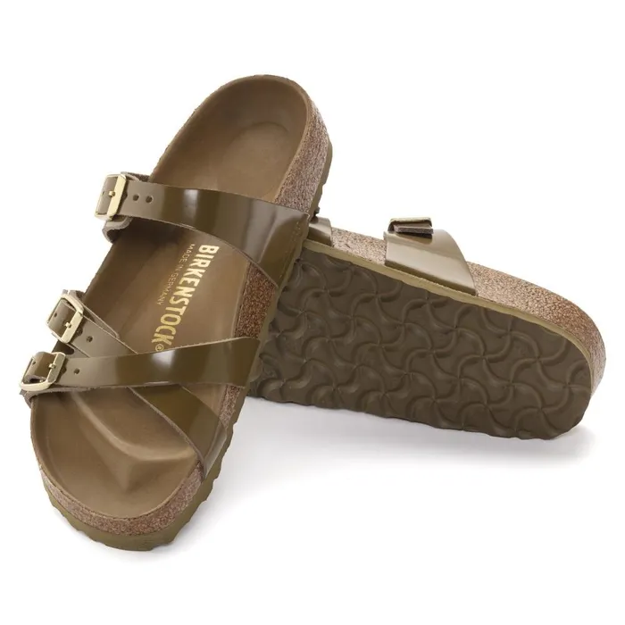 Women Birkenstock MultiStrap Franca High Shine Mud Green