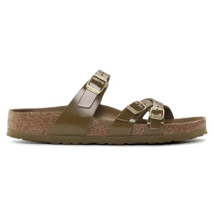 Women Birkenstock MultiStrap Franca High Shine Mud Green