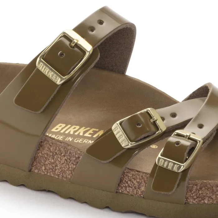 Women Birkenstock MultiStrap Franca High Shine Mud Green