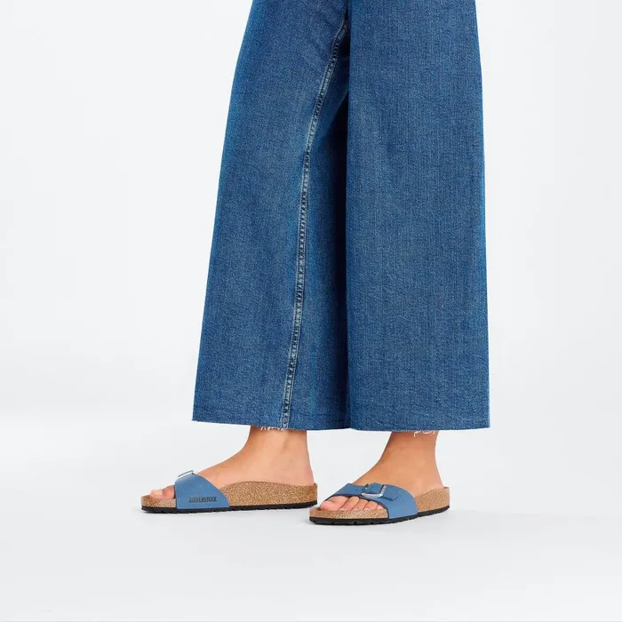 Women Birkenstock OneStrap Madrid Vegan Elemental Blue