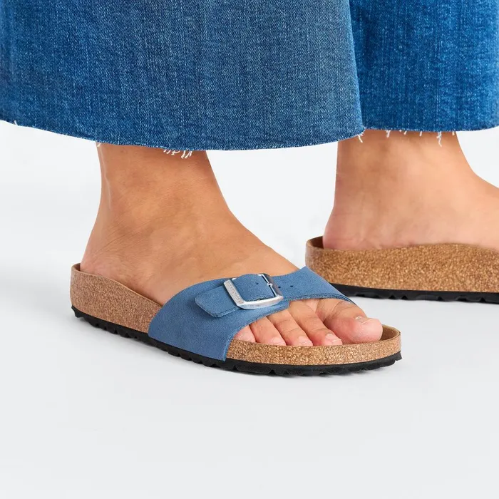 Women Birkenstock OneStrap Madrid Vegan Elemental Blue