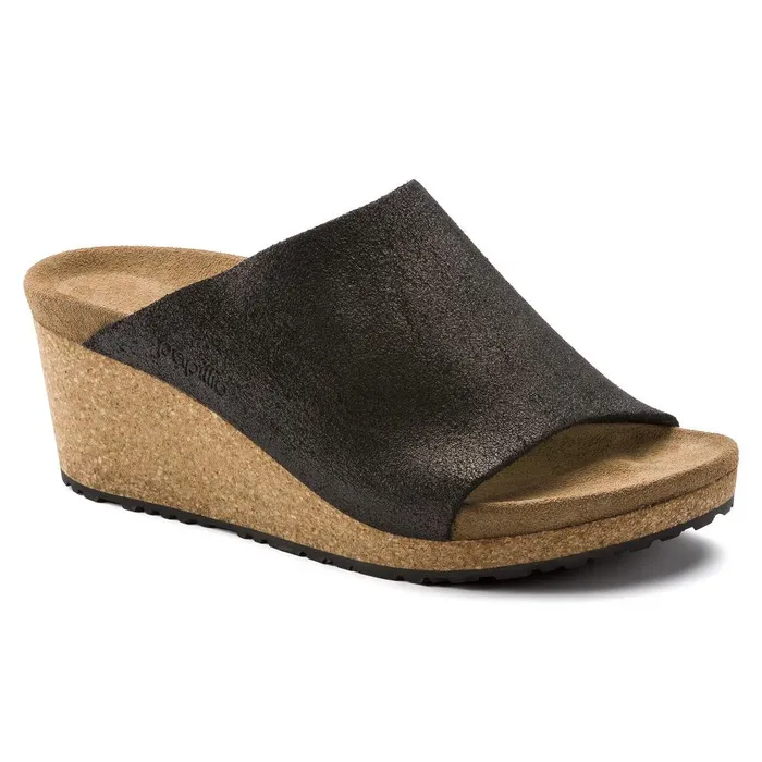 Women Birkenstock OneStrap Namica Washed Metallic Antique Black