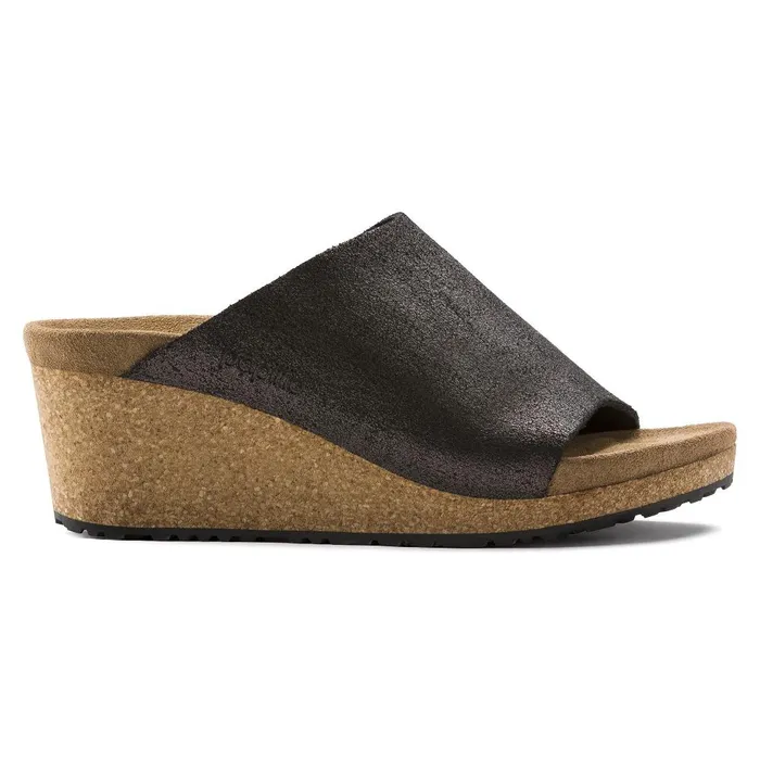 Women Birkenstock OneStrap Namica Washed Metallic Antique Black