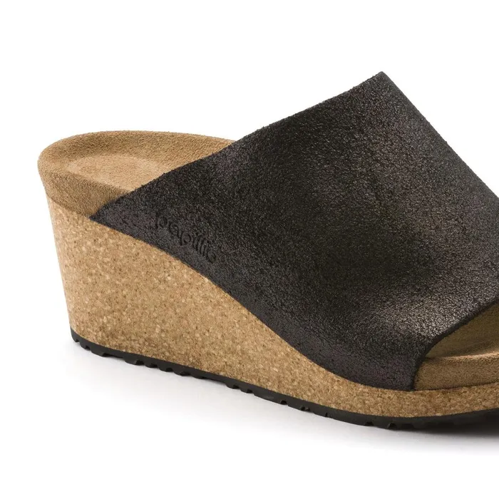 Women Birkenstock OneStrap Namica Washed Metallic Antique Black