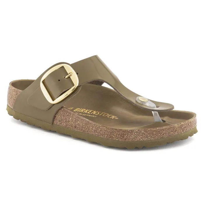 Women Birkenstock Thong Gizeh Big Buckle High Shine Mud Green