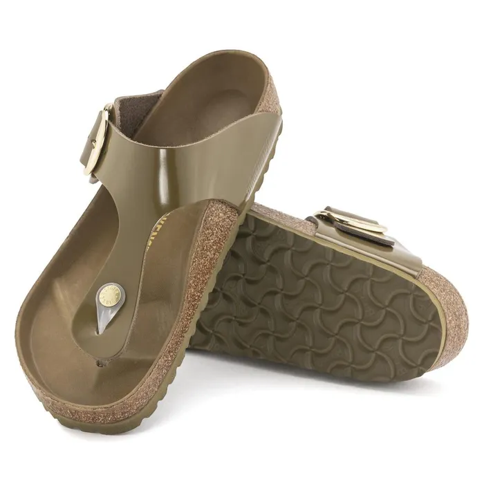 Women Birkenstock Thong Gizeh Big Buckle High Shine Mud Green