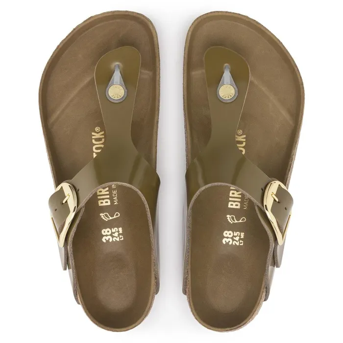 Women Birkenstock Thong Gizeh Big Buckle High Shine Mud Green