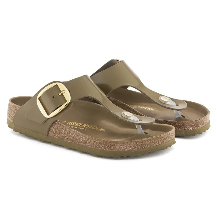 Women Birkenstock Thong Gizeh Big Buckle High Shine Mud Green