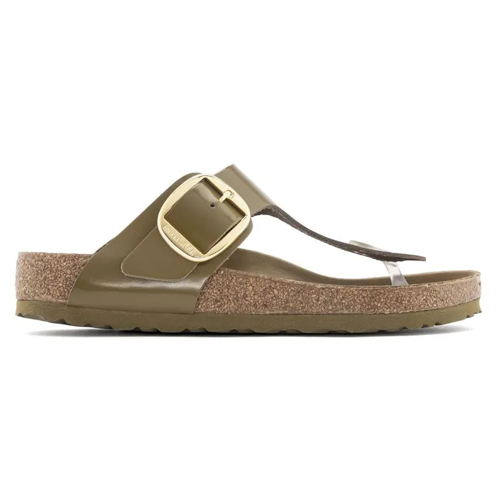 Women Birkenstock Thong Gizeh Big Buckle High Shine Mud Green