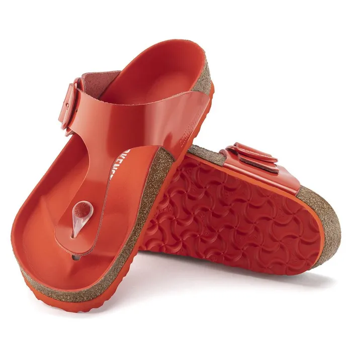 Women Birkenstock Thong Gizeh Big Buckle High Shine Tomato
