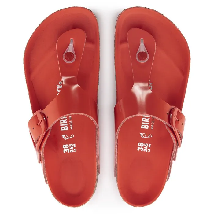 Women Birkenstock Thong Gizeh Big Buckle High Shine Tomato