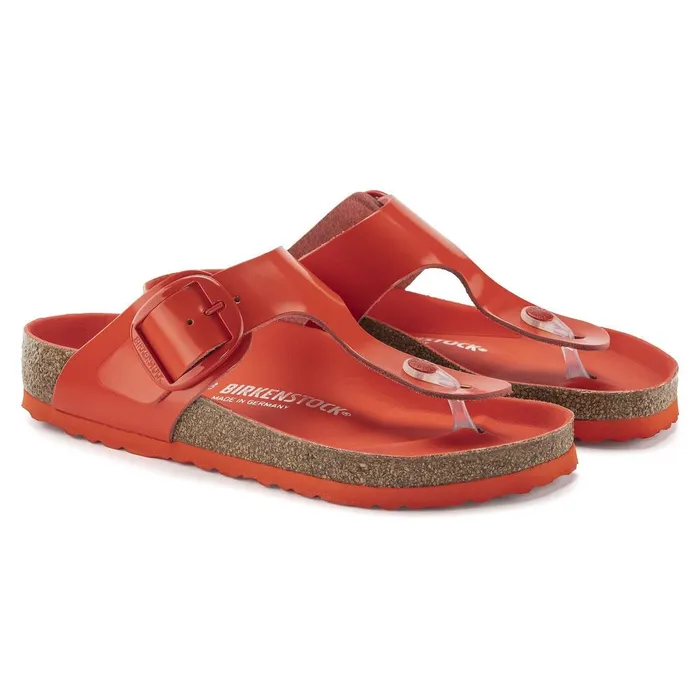 Women Birkenstock Thong Gizeh Big Buckle High Shine Tomato