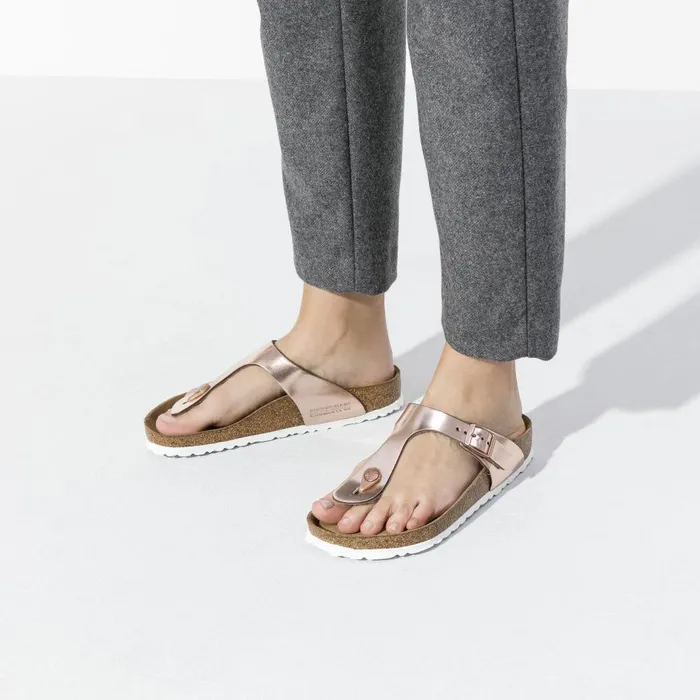 Women Birkenstock Thong Gizeh Soft Footbed Metallic Copper