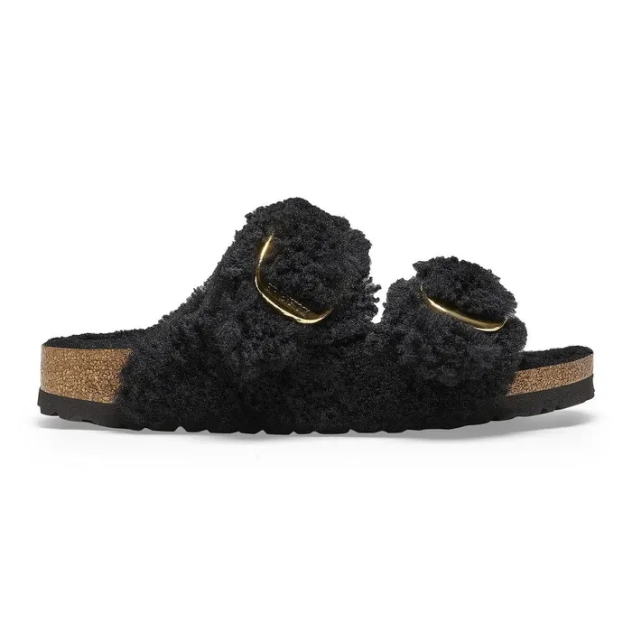 Women Birkenstock TwoStrap Arizona Big Buckle Black Gold