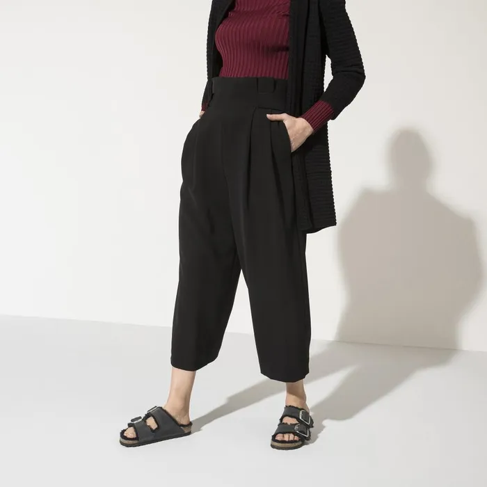 Women Birkenstock TwoStrap Arizona Big Buckle Shearling Black