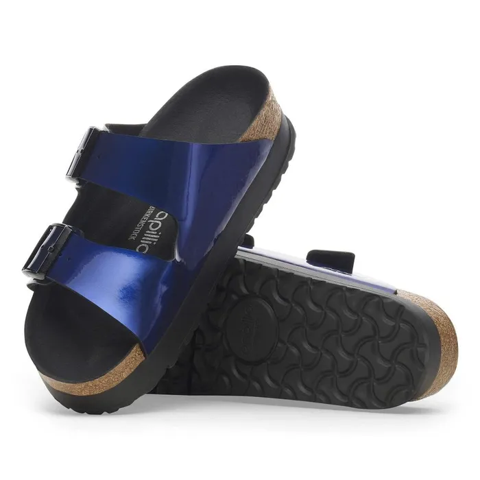 Women Birkenstock TwoStrap Arizona Flex Platform Steel Dark Blue