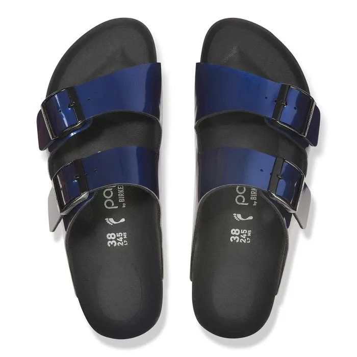 Women Birkenstock TwoStrap Arizona Flex Platform Steel Dark Blue
