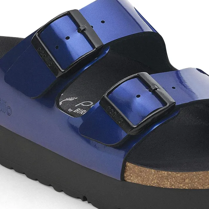 Women Birkenstock TwoStrap Arizona Flex Platform Steel Dark Blue