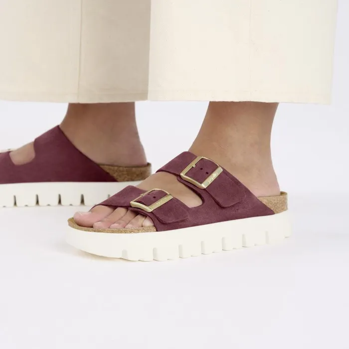 Women Birkenstock TwoStrap Arizona Platform Berry Crush