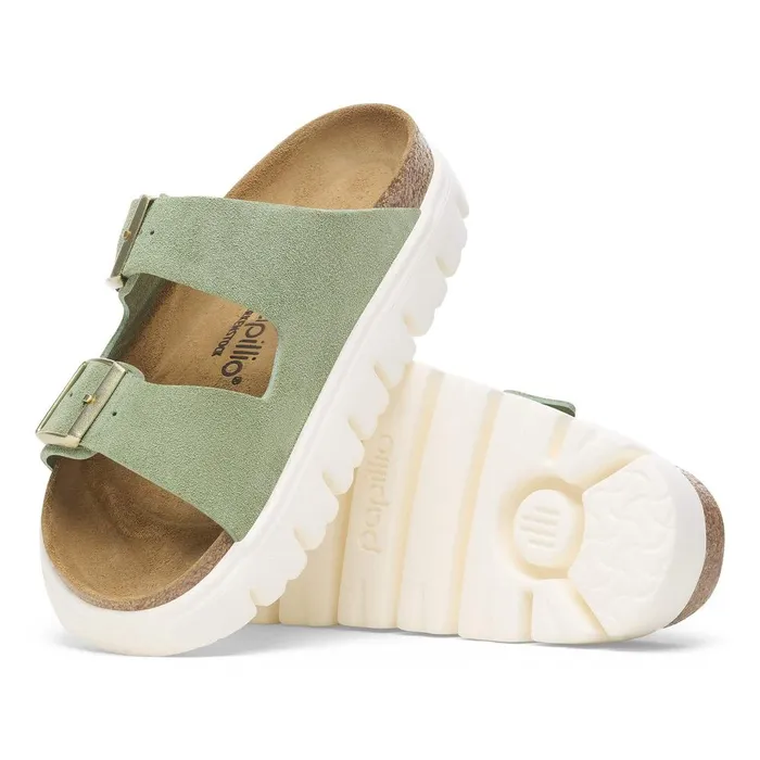 Women Birkenstock TwoStrap Arizona Platform Green Tea