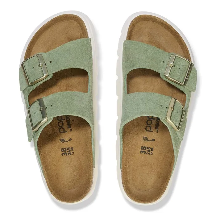 Women Birkenstock TwoStrap Arizona Platform Green Tea