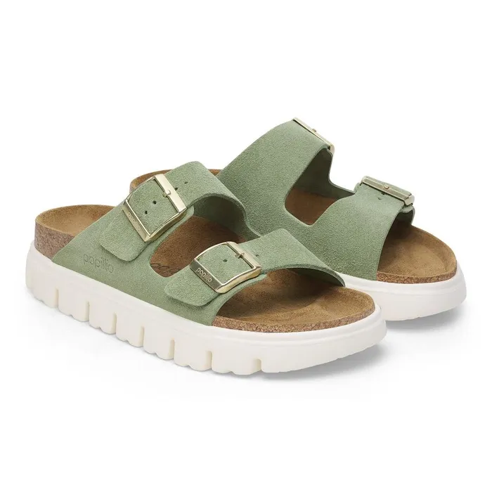 Women Birkenstock TwoStrap Arizona Platform Green Tea