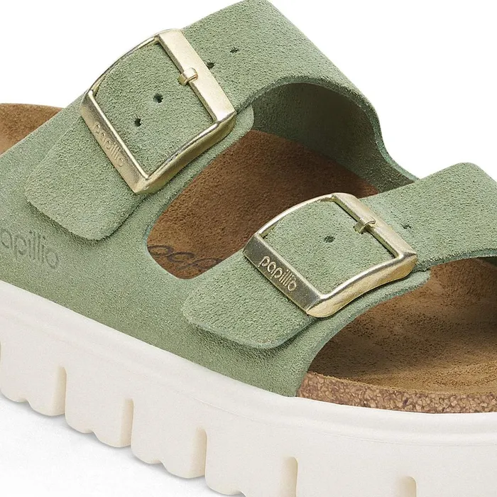 Women Birkenstock TwoStrap Arizona Platform Green Tea