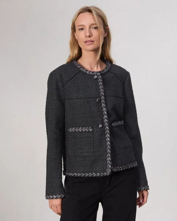 Women Blazers and Vests Rag and Bone Mirabelle Tweed Jacket Black