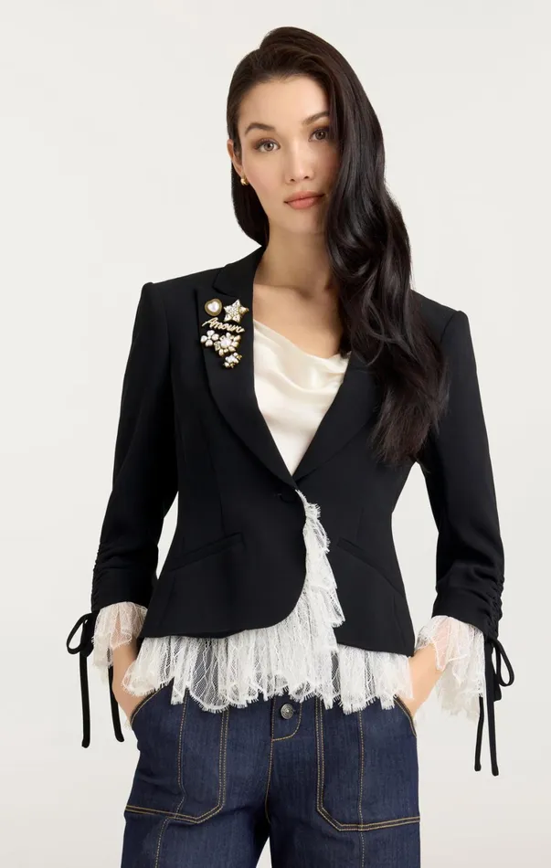 Women Blazers Cinq Sept Le Petit Roxie Blazer Blackivory
