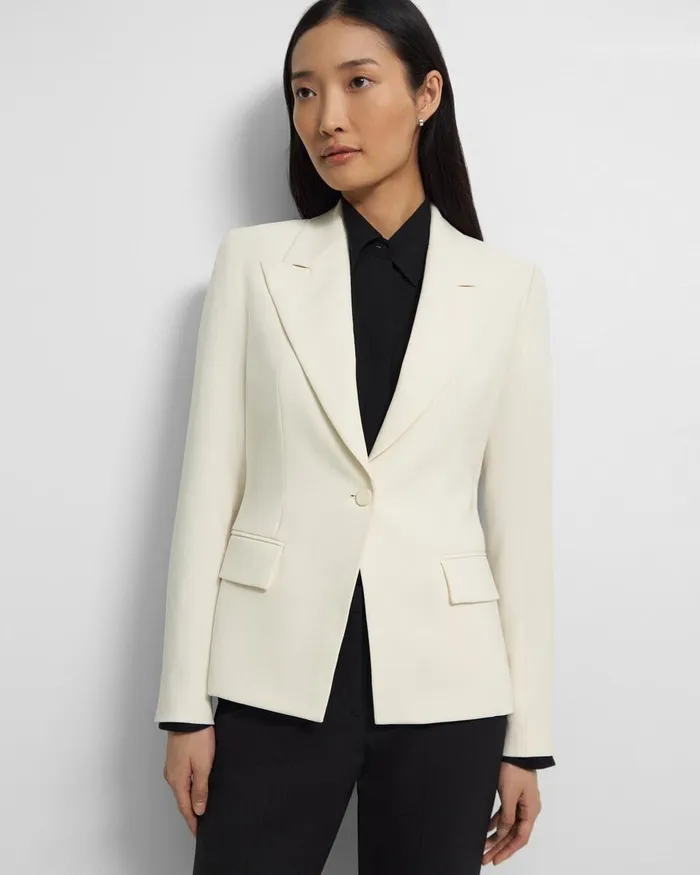 Women Blazers Jackets Theory Angled Blazer In Admiral Crepe Rice