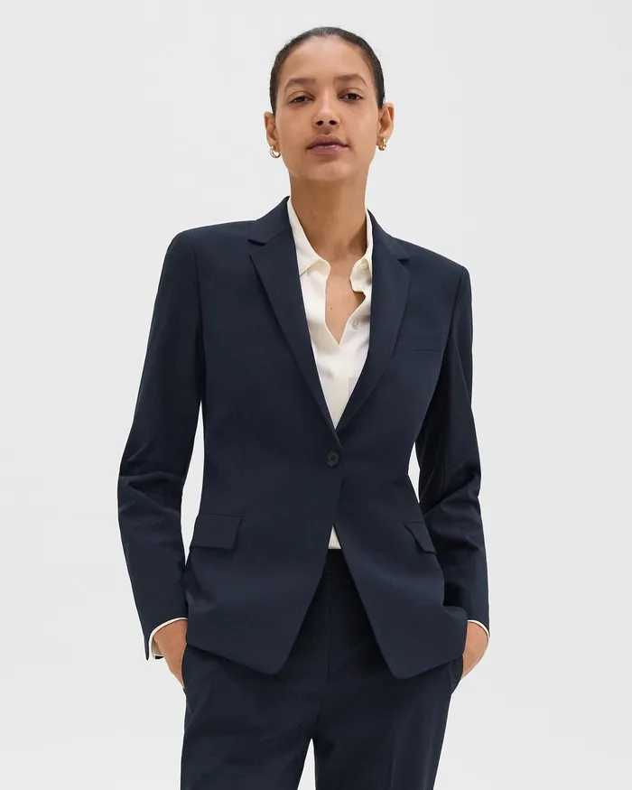 Women Blazers Jackets Theory Slim Blazer In Good Wool Nocturne Navy