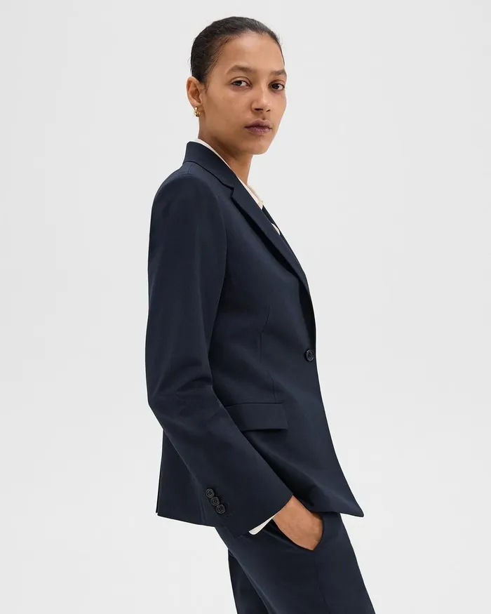 Women Blazers Jackets Theory Slim Blazer In Good Wool Nocturne Navy